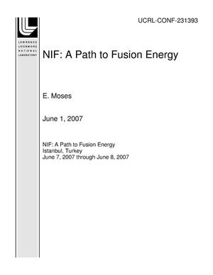 NIF: A Path to Fusion Energy