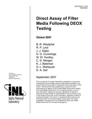 Direct Assay of Filter Media following DEOX Testing