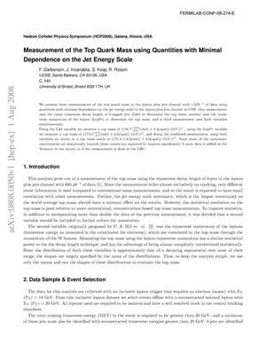 Measurement of the Top Quark Mass using Quantities with Minimal Dependence on the Jet Energy Scale