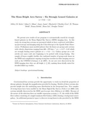 The Sloan Bright Arcs Survey : Six Strongly Lensed Galaxies at z=0.4-1.4