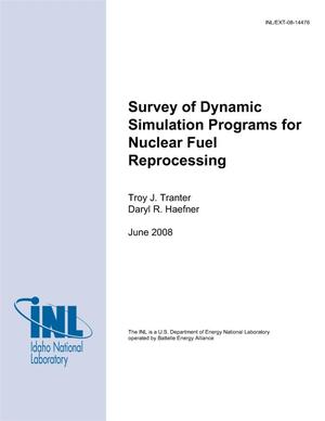 Survey of Dynamic Simulation Programs for Nuclear Fuel Reprocessing