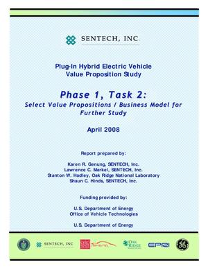 Plug-In Hybrid Electric Vehicle Value Proposition Study: Phase 1, Task 2: Select Value Propositions/Business Model for Further Study