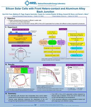 Silicon Solar Cells with Front Hetero-contact and Aluminum Alloy Back Junction (Poster)