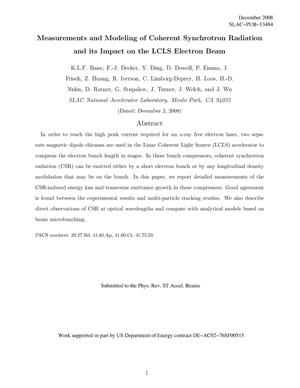 Measurements and Modeling of Coherent Synchrotron Radiation and its Impact on the LCLS Electron Beam