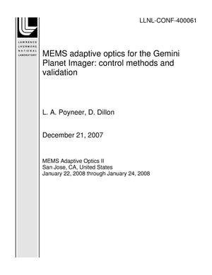 MEMS adaptive optics for the Gemini Planet Imager: control methods and validation