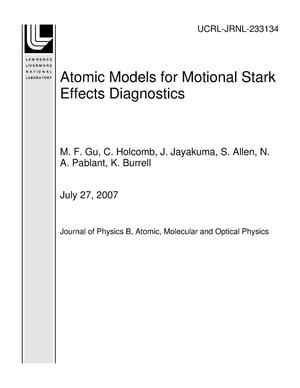 Atomic Models for Motional Stark Effects Diagnostics