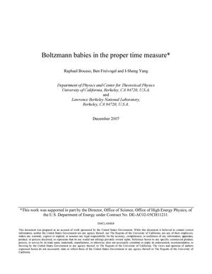Boltzmann babies in the proper time measure