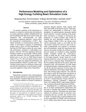 Performance Modeling and Optimization of a High Energy Colliding Beam Simulation Code