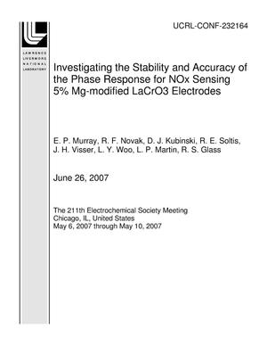 Investigating the Stability and Accuracy of the Phase Response for NOx Sensing 5% Mg-modified LaCrO3 Electrodes