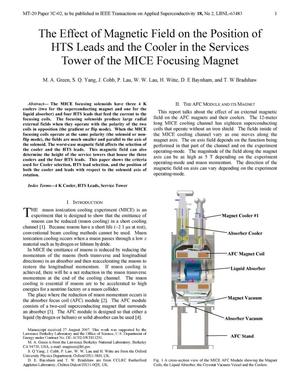 The Effect of Magnetic Field on the Position of HTS Leads and theCooler in the Services Tower of the MICE Focusing Magnet