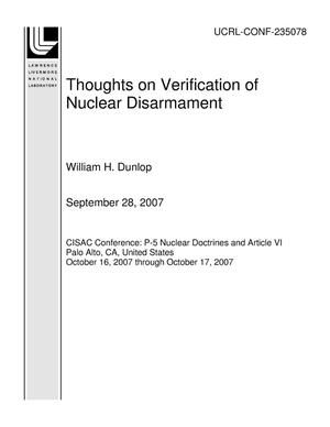 Thoughts on Verification of Nuclear Disarmament