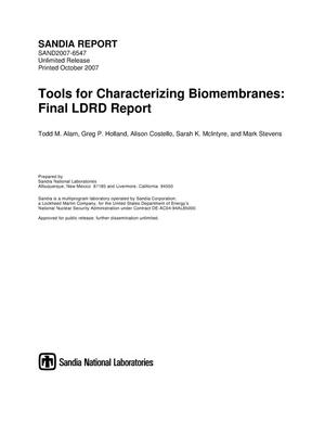 Tools for characterizing biomembranes : final LDRD report.