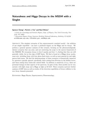 Naturalness and Higgs Decays in the MSSM with a Singlet