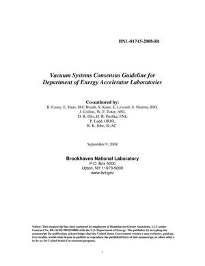 Vacuum Systems Consensus Guideline for Department of Energy Accelerator Laboratories