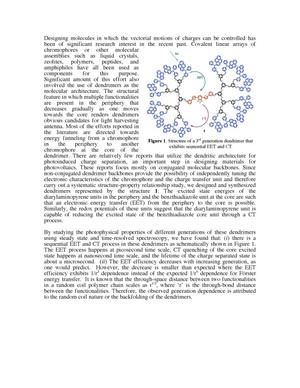 Design, Synthesis and Study of Dendrimers as Nanoscaffolds for Solar Energy Harvest