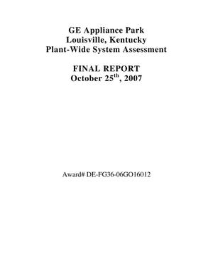 GE Appliance Park Louisville, KY Plant Wide Assessment Final Report October 25th, 2007