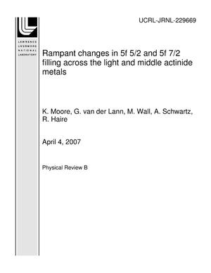 Rampant changes in 5f 5/2 and 5f 7/2 filling across the light and middle actinide metals