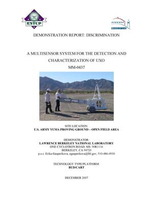 Discrimination Report: A Multisensor system for detection andcharacterization of UXO, ESTCP Project MM-0437,