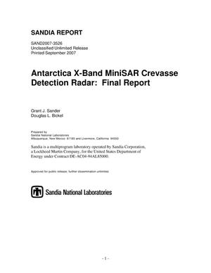 Antarctica X-band MiniSAR crevasse detection radar : final report.