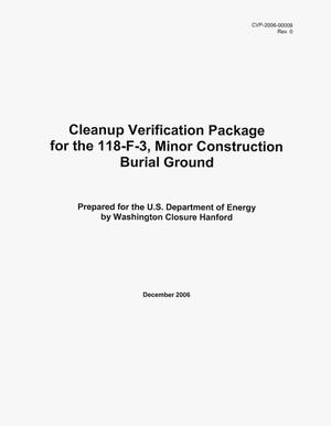 Cleanup Verification Package for the 118-F-3, Minor Construction Burial Ground