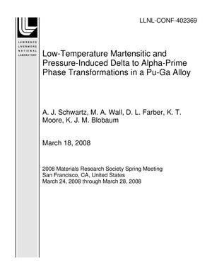 Low-Temperature Martensitic and Pressure-Induced Delta to Alpha-Prime Phase Transformations in a Pu-Ga Alloy