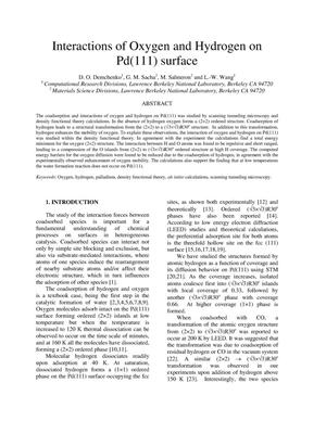 Interactions of Oxygen and Hydrogen on Pd(111) surface