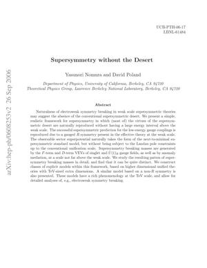 Supersymmetry without the Desert