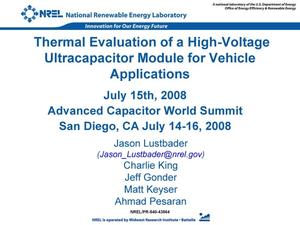 Thermal Evaluation of a High-Voltage Ultracapacitor Module for Vehicle Applications