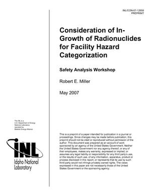 Consideration of In-Growth of Radionuclides for Facility Hazard Categorization