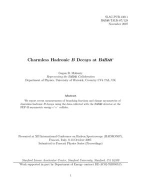 Charmless Hadronic B Decays at BaBar