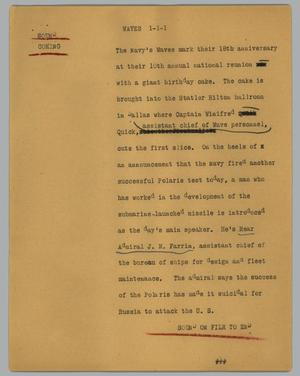 Primary view of object titled '[News Script: Waves]'.