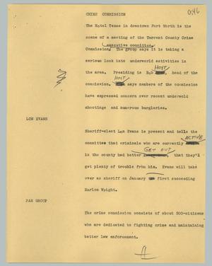Primary view of object titled '[News Script: Crime commission]'.