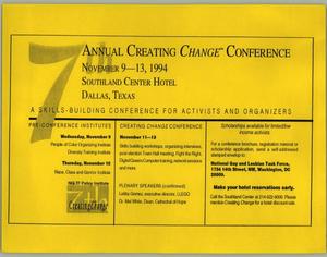 [Flyer: 7th Annual Creating Change Conference]