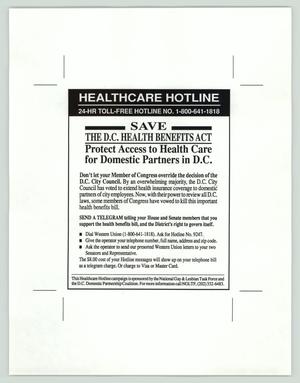 [Advertisement: Save the D.C. health benefits act]