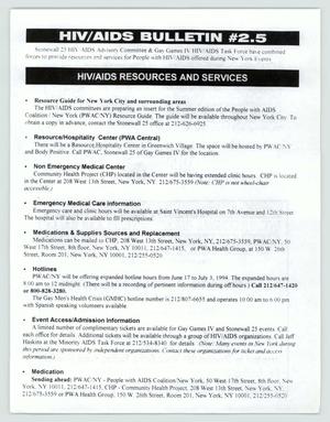 [Bulletin: HIV/AIDS resources and services]