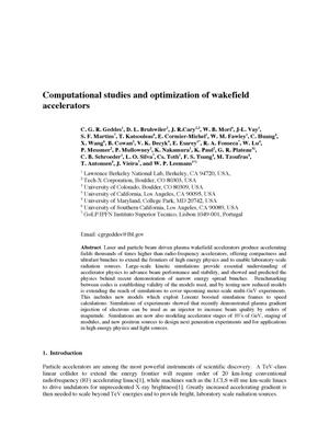 Computational studies and optimization of wakefield accelerators