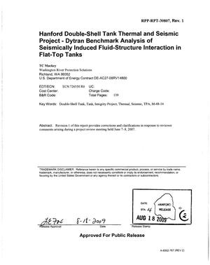 HANFORD DOUBLE-SHELL TANK THERMAL AND SEISMIC PROJECT DYTRAN BENCHMARK ANALYSIS OF SEISMICALLY INDUCED FLUID-STRUCTURE INTERACTION IN FLAT-TOP TANKS
