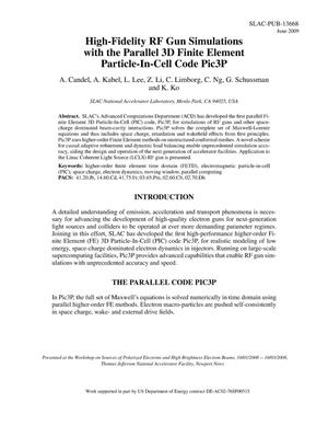 High-Fidelity RF Gun Simulations with the Parallel 3D Finite Element Particle-In-Cell Code Pic3P