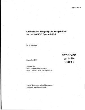 Groundwater Sampling and Analysis Plan for the 100-BC-5 Operable Unit