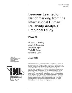 Lessons Learned on Benchmarking from the International Human Reliability Analysis Empirical Study