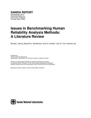 Issues in Benchmarking Human Reliability Analysis Methods: A Literature Review.