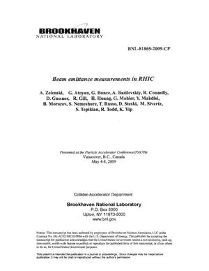 Beam emittance measurements in RHIC