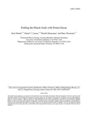 Probing the Planck Scale with Proton Decay
