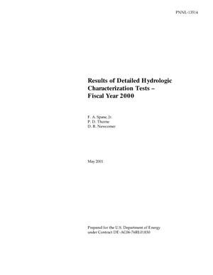 Results of Detailed Hydrologic Characterization Tests - Fiscal Year 2000