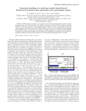 Numerical Simulation of Table-Top Tunable Smith-Purcell Teraherz Free-Electron Laser Operating in the Superradiant Regime