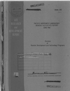 Pacific Northwest Laboratory Monthly Activities Report for June 1966 AEC Division of Reactor Development and Technology Programs