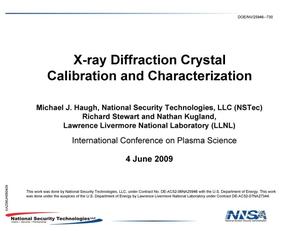 X-ray Diffraction Crystal Calibration and Characterization