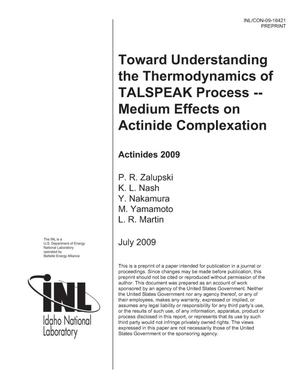 Toward understanding the thermodynamics of TALSPEAK process. Medium effects on actinide complexation
