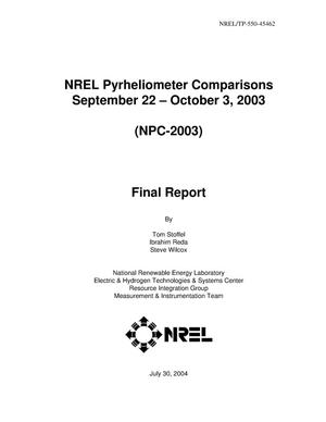 NREL Pyrheliometer Comparisons (NPC-2003), September 22 - October 3, 2003, Golden, Colorado