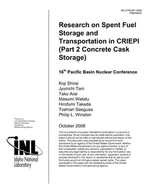 Research on Spent Fuel Storage and Transportation in CRIEPI (Part 2 Concrete Cask Storage)